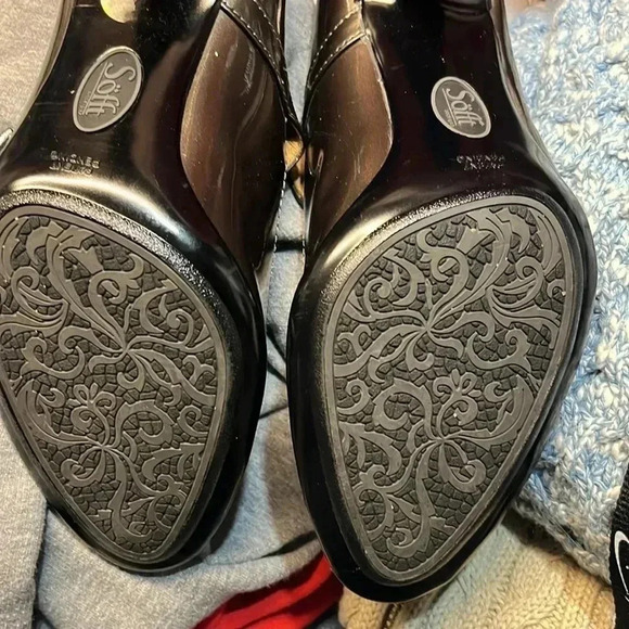 Sofft Patent Pewter Peep toe Mary Jane Shoes heels - Picture 5 of 6